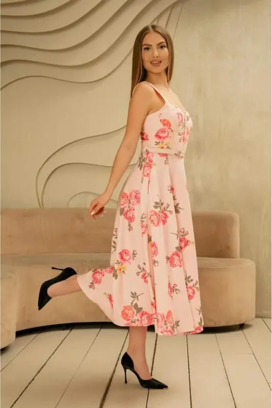 Pink Thin Belt Detailed Dress - 4