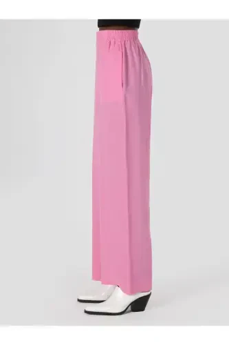 Pink, wide leg, high waist women's pants (regular fit) - 5
