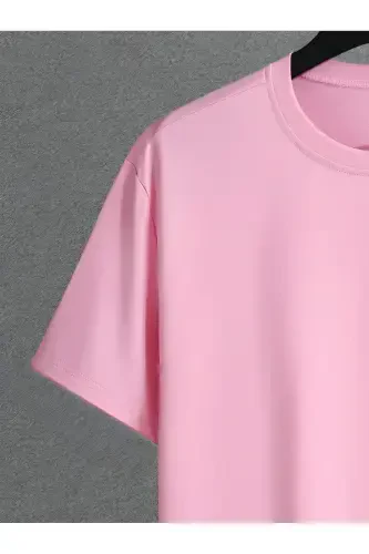 pink women printed short sleeve top and shorts oversize set-pink - 2