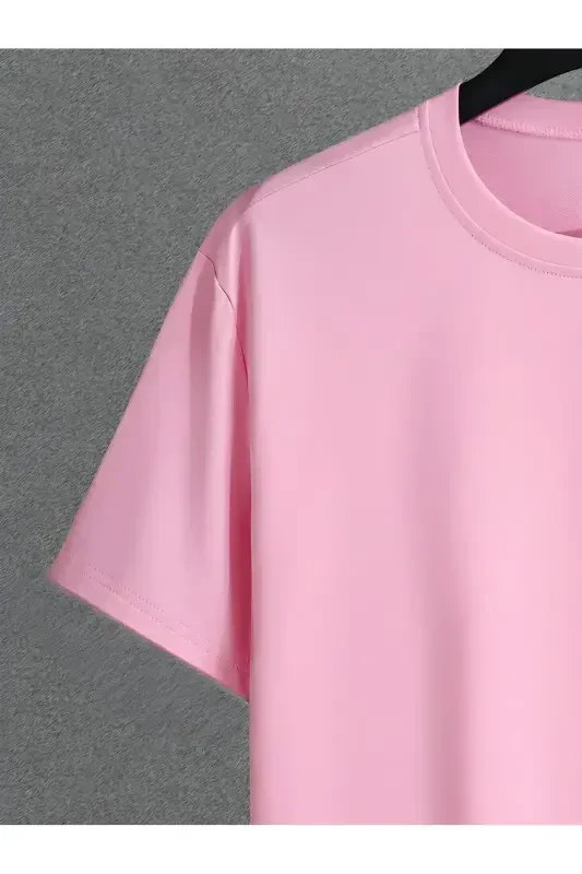 pink women printed short sleeve top and shorts oversize set-pink - 2