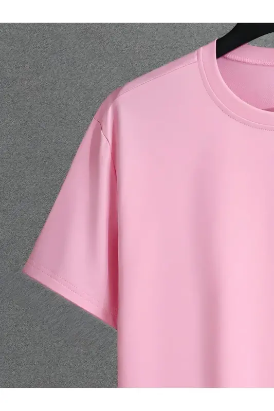 pink women printed short sleeve top and shorts oversize set-pink - 2