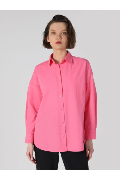 Pink women's long sleeve shirt - 4