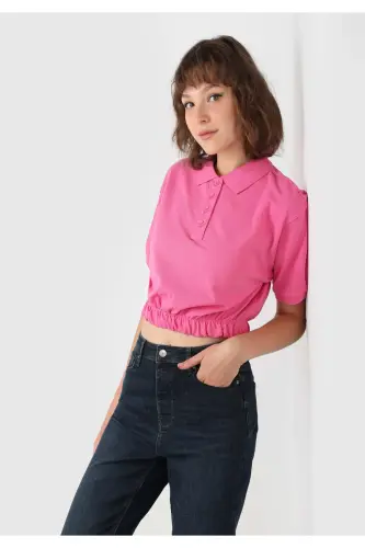 Pink women's T-shirt short sleeve - 1