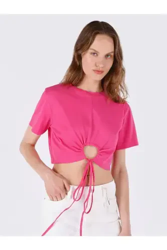 Pink women's T-shirt short sleeve - 1
