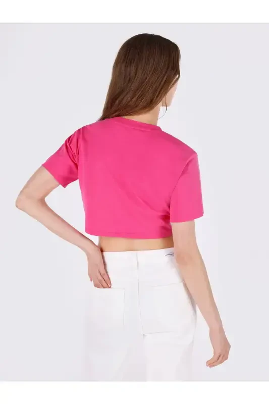 Pink women's T-shirt short sleeve - 2