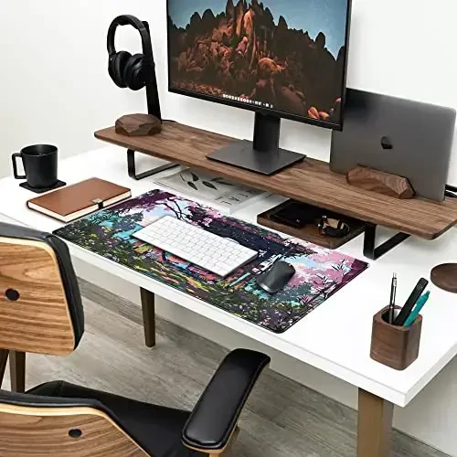 Pink Japan Desk Pad Anime Gaming Green Mouse Pad Large Mouse Pad For Desk Computer Pc Laptop Office Decor For Women, Anime Mouse Keyboard Pad Stitched Edges Non-Slip Rubber Mat Desk Pad (31.5x15.7 In) - 3