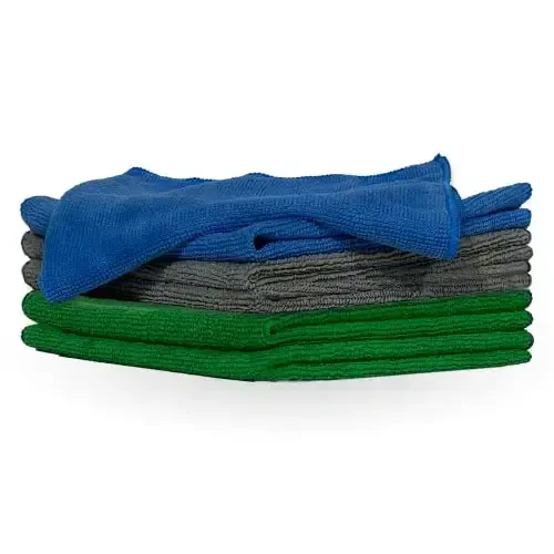 Pinnacle Mercantile Microfiber Cleaning Cloths Extra Large 16x16in Pack of 24 Highly Absorbent Lint Free Streak Free Non-Abrasive Clean Wet or Dry Washable Reusable for Home Kitchen Car and Janitorial - PINNACLE MERCANTILE