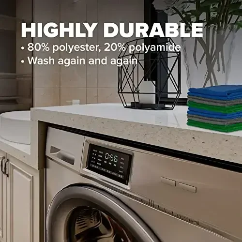 Pinnacle Mercantile Microfiber Tozalash Mato Oʻta Katta 16x16in 48 dona Oʻta Yutuvchi Tolasiz Izsiz Aşındırıcı boʻlmagan Hoʻl yoki Quruq Yuviladigan Qayta Foydalanish Mumkin Uy Oshxona Avtomobil va Sanitariya uchun - 6
