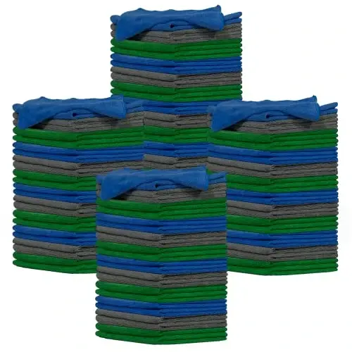 Pinnacle Mercantile Microfiber Tozalash Matolari Juda Katta 16x16in 240 dona O'ta Yutuvchi Tolasiz Chiziqsiz Aşındırıcı Bo'lmagan Ho'l yoki Quruq Yuviladigan Qayta Foydalanish Mumkin Uy Oshxona, Avtomobil, Farroshlik uchun 