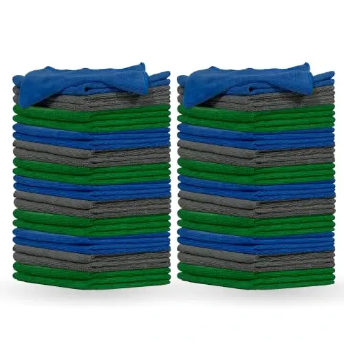 Pinnacle Mercantile Microfiber Cleaning Cloths Extra Large 16x16in Pack of 48 Highly Absorbent Lint Free Streak Free Non-Abrasive Clean Wet or Dry Washable Reusable for Home Kitchen Car and Janitorial - 1