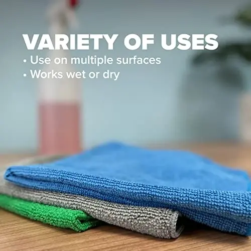Pinnacle Mercantile Microfiber Cleaning Cloths Extra Large 16x16in Pack of 48 Highly Absorbent Lint Free Streak Free Non-Abrasive Clean Wet or Dry Washable Reusable for Home Kitchen Car and Janitorial - PINNACLE MERCANTILE (1)