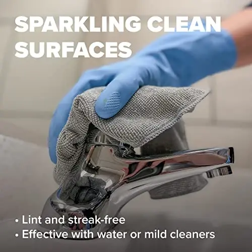 Pinnacle Mercantile Microfiber Cleaning Cloths Extra Large 16x16in Pack of 96 Highly Absorbent Lint Free Streak Free Non-Abrasive Clean Wet or Dry Washable Reusable for Home Kitchen Car and Janitorial - 3