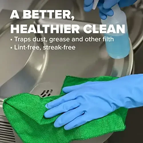 Pinnacle Mercantile Microfiber Cleaning Cloths Extra Large 16x16in Pack of 96 Highly Absorbent Lint Free Streak Free Non-Abrasive Clean Wet or Dry Washable Reusable for Home Kitchen Car and Janitorial - 4