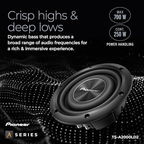 PIONEER A-Series TS-A2000LD2 8” Subwoofer – 700W Max, Shallow-Mount Design, Deep Bass in Tight Spaces - 4