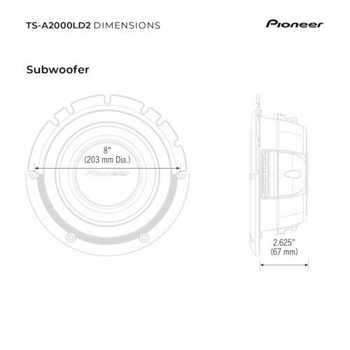 PIONEER A-Series TS-A2000LD2 8” Subwoofer – 700W Max, Shallow-Mount Design, Deep Bass in Tight Spaces - 6