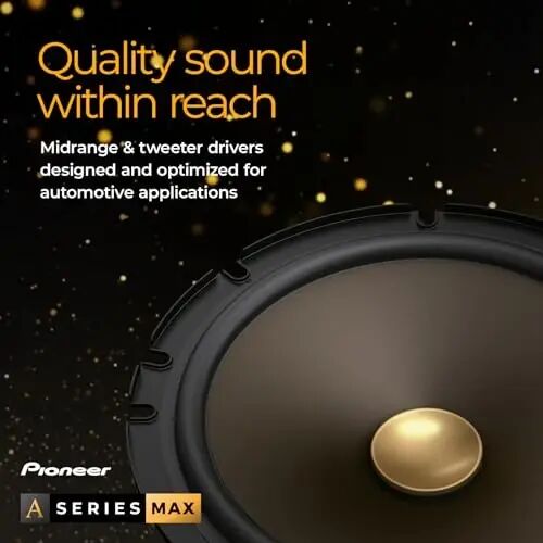 Pioneer A-Series MAX TS-A653CH, 2-полосные компонентные автомобильные акустические системы, полный диапазон, чистое звучание, лёгкая установка и улучшенный бас, 6,5-дюймовые круглые динамики золотистого цвета. - 3
