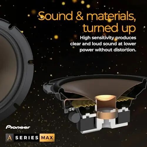 Pioneer A-Series MAX TS-A653CH, 2-полосные компонентные автомобильные акустические системы, полный диапазон, чистое звучание, лёгкая установка и улучшенный бас, 6,5-дюймовые круглые динамики золотистого цвета. - 5