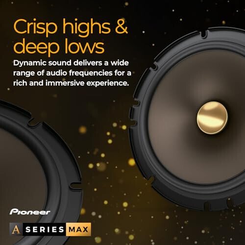 Pioneer A-Series MAX TS-A693FH, 2-Way Coaxial Car Audio Speakers, Full Range, Clear Sound Quality, Easy Installation and Enhanced Bass Response, Full Gold Colored 6” x 9” Oval Speakers - 4
