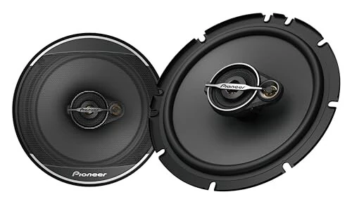 Pioneer A-Series Standard TS-A1671F, 3 yo'lli koaksial avtomobil audio dinamiklari, to'liq diapazon, tiniq ovoz sifati, oson o'rnatish va yaxshilangan bas javobi, qora va oltin rangli 6,5 dyuymli dumaloq dinamiklar. 