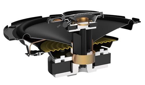 Pioneer A-Series Standard TS-A1671F, 3 yo'lli koaksial avtomobil audio dinamiklari, to'liq diapazon, tiniq ovoz sifati, oson o'rnatish va yaxshilangan bas javobi, qora va oltin rangli 6,5 dyuymli dumaloq dinamiklar. - 4