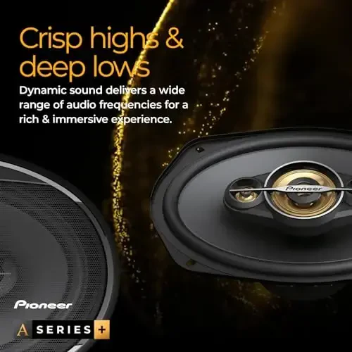 PIONEER A-Series Plus TS-A1601C 6.5” 2-Way Speakers (Pair) – 350W Max, Crisp Highs + Clear Vocals, Enhanced Bass, Ideal Factory Upgrade, Installation Adaptors Included - 4