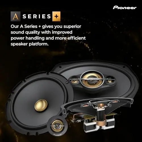 PIONEER A-Series Plus TS-A1601C 6.5” 2-Way Speakers (Pair) – 350W Max, Crisp Highs + Clear Vocals, Enhanced Bass, Ideal Factory Upgrade, Installation Adaptors Included - 2