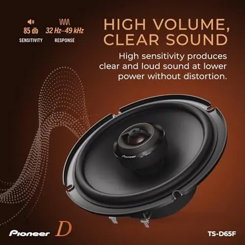 Pioneer D-Series TS-D65F 6.5” 2-Way Speakers (Pair) – 270W Max, Balanced Sound + Smooth Treble, Ideal Factory Upgrade, Add an Amplifier for Even Better Performance - 5