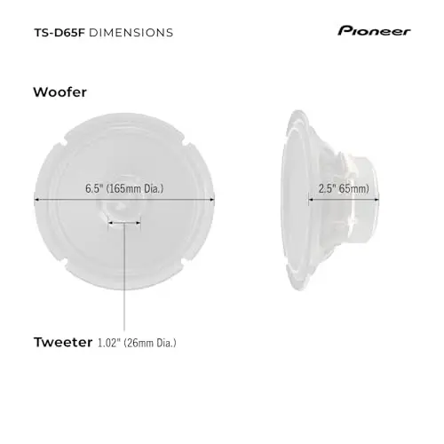 Pioneer D-Series TS-D65F 6.5” 2-Way Speakers (Pair) – 270W Max, Balanced Sound + Smooth Treble, Ideal Factory Upgrade, Add an Amplifier for Even Better Performance - 6