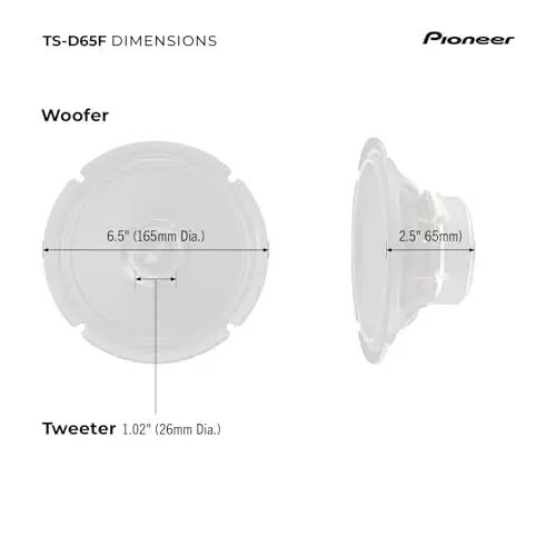 Pioneer D-Series TS-D65F 6.5” 2-Way Speakers (Pair) – 270W Max, Balanced Sound + Smooth Treble, Ideal Factory Upgrade, Add an Amplifier for Even Better Performance - 6