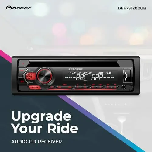 Pioneer DEH-S1200UB bitta dinli CD qabul qilgich, faqat Androidga mos keluvchi USB/AUX kirishlar, asbobni kabina ichida zaryad qilish, 2 kanalli oldingi kuchaytirgich chiqishi - 2