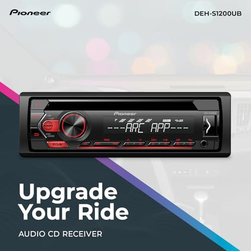 Pioneer DEH-S1200UB Single Din CD Receiver with USB/AUX Inputs, Android Compatibility Only, In-Dash Device Charging, 2-Channel Preamp Output - 2