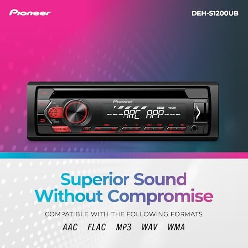 Pioneer DEH-S1200UB 1-Din CD Receiver – USB, AUX, FLAC Playback, AM/FM Radio, 50W x 4 Output, MIXTRAX, Detachable Face, Preset EQ, Bass Boost, Remote Control Included - 4