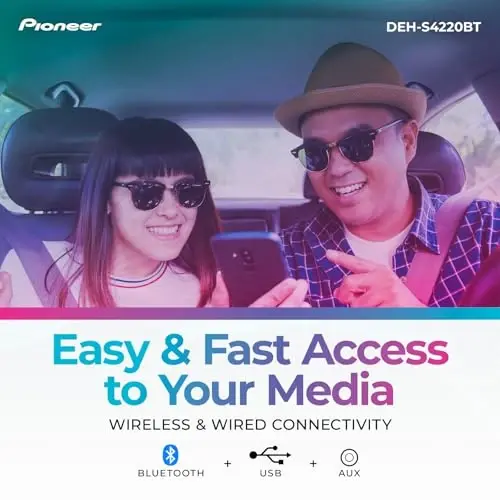 Pioneer DEH-S4220BT 1-Din CD Receiver – Bluetooth, USB/AUX, Color Change, FLAC, AM/FM Radio, Detachable Face, 50W x 4, Voice Control, Hi-Volt RCA Preouts - 3