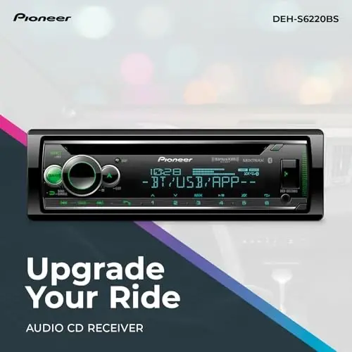 Pioneer DEH-S6220BS 1-Din CD Receiver – Bluetooth, SiriusXM, USB/AUX, Color Change, FLAC, AM/FM, Detachable Face, 13-Band EQ, 50W x 4, Voice Control, Hi-Volt RCA Preouts - PIONEER (1)