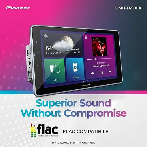 Pioneer DMH-T450EX Digital Multimedia Receiver with Weblink, 9” Capacitive Touchscreen, Double-DIN, Built-in Bluetooth, ModazoneAlexa Via App, Backup Camera Compatibility - 4