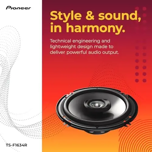 Pioneer F-Series TS-F1634R 6.5” 2-Way Speakers (Pair) – 200W Max, Balanced Sound + Smooth Treble, Great Stock Replacement, High-Efficiency Speaker Designed for OEM Power - 3