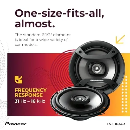 Pioneer F-Series TS-F1634R 6.5” 2-Way Speakers (Pair) – 200W Max, Balanced Sound + Smooth Treble, Great Stock Replacement, High-Efficiency Speaker Designed for OEM Power - 5