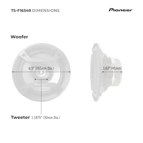 PIONEER F-Series TS-F1634R 6.5” 2-Way Speakers (Pair) – 200W Max, Balanced Sound + Smooth Treble, Great Stock Replacement, High-Efficiency Speaker Designed for OEM Power - 6