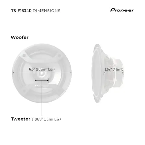 Pioneer F-Series TS-F1634R 6.5” 2-Way Speakers (Pair) – 200W Max, Balanced Sound + Smooth Treble, Great Stock Replacement, High-Efficiency Speaker Designed for OEM Power - 6