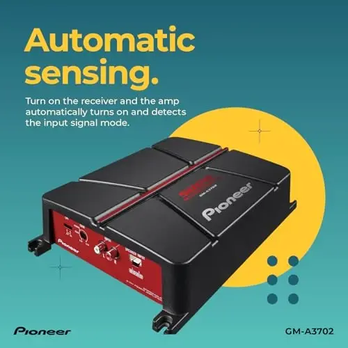 Pioneer GM-A3702 2-Channel Car Amplifier – 500W Max, Class AB, Bridgeable Design, Automatic Signal Sensing and Turn-on, Built-in high-/Low-Pass Filter - 5