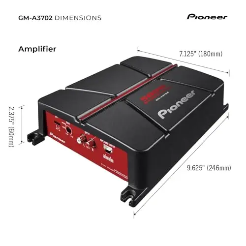 Pioneer GM-A3702 2-Channel Car Amplifier – 500W Max, Class AB, Bridgeable Design, Automatic Signal Sensing and Turn-on, Built-in high-/Low-Pass Filter - 6
