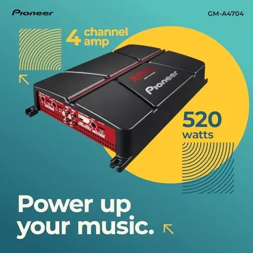 Pioneer GM-A4704 4-Channel Car Amplifier – 520W Max, Class AB, Bridgeable Design, Bridgeable, Variable high-Pass Filter - PIONEER (1)