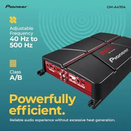 Pioneer GM-A4704 4-Channel Car Amplifier – 520W Max, Class AB, Bridgeable Design, Bridgeable, Variable high-Pass Filter - 4