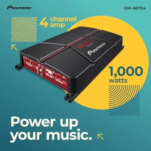 Pioneer GM-A6704 4-Channel Car Amplifier – 1000W Max, Class AB, Bridgeable Design, Bridgeable, High-/Low-Pass Filters - 2