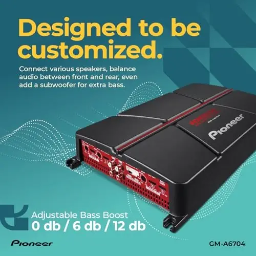 Pioneer GM-A6704 4-Channel Car Amplifier – 1000W Max, Class AB, Bridgeable Design, Bridgeable, High-/Low-Pass Filters - 3