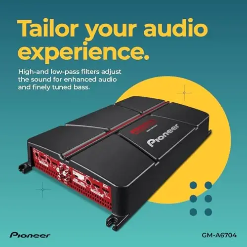 Pioneer GM-A6704 4-Channel Car Amplifier – 1000W Max, Class AB, Bridgeable Design, Bridgeable, High-/Low-Pass Filters - 5