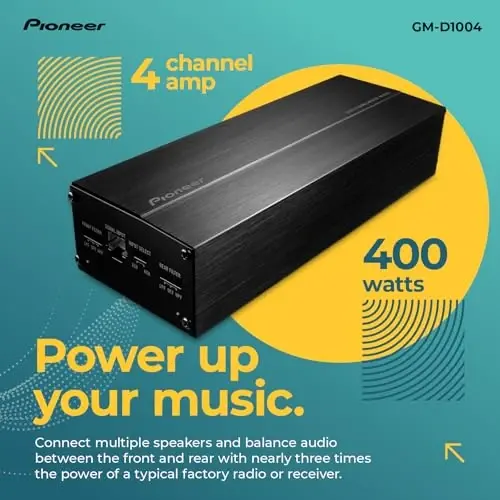Pioneer GM-D1004 4-Channel Class FD Bridgeable Car Amplifier – 400W Max Power, 45W RMS - 3