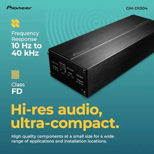Pioneer GM-D1004 4-Channel Class FD Bridgeable Car Amplifier – 400W Max Power, 45W RMS - 4