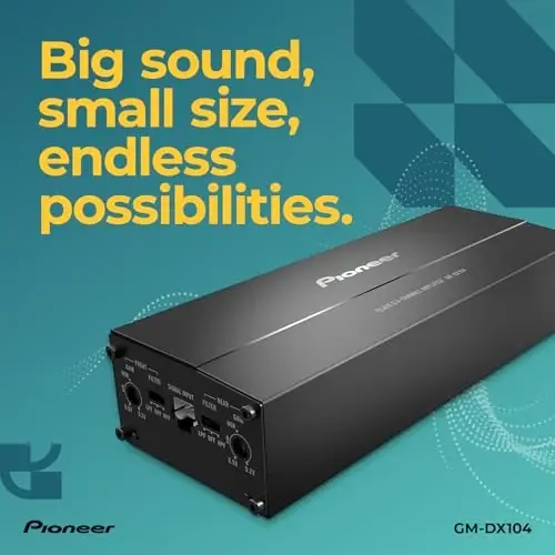 Pioneer GM-DX104 4-Channel Car Amplifier – 400W Max, Efficient Class D, Bridgeable Design, Hi-Res Certified, Gold terminals, Clean Output, Low Interference - 2