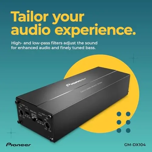Pioneer GM-DX104 4-Channel Car Amplifier – 400W Max, Efficient Class D, Bridgeable Design, Hi-Res Certified, Gold terminals, Clean Output, Low Interference - 5
